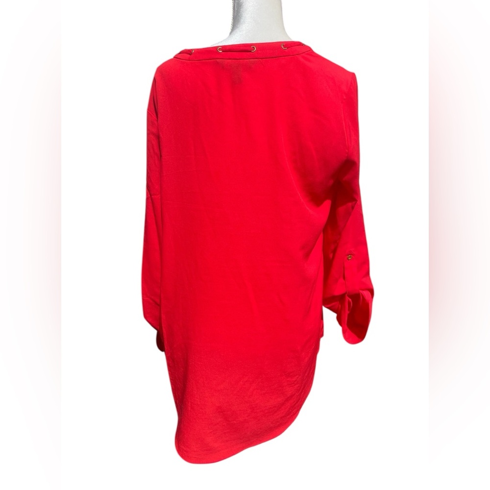 EUC Ellen Tracy Large Flowy Red Women's Tunic Top with Rivets Around Collar - Picture 5 of 8